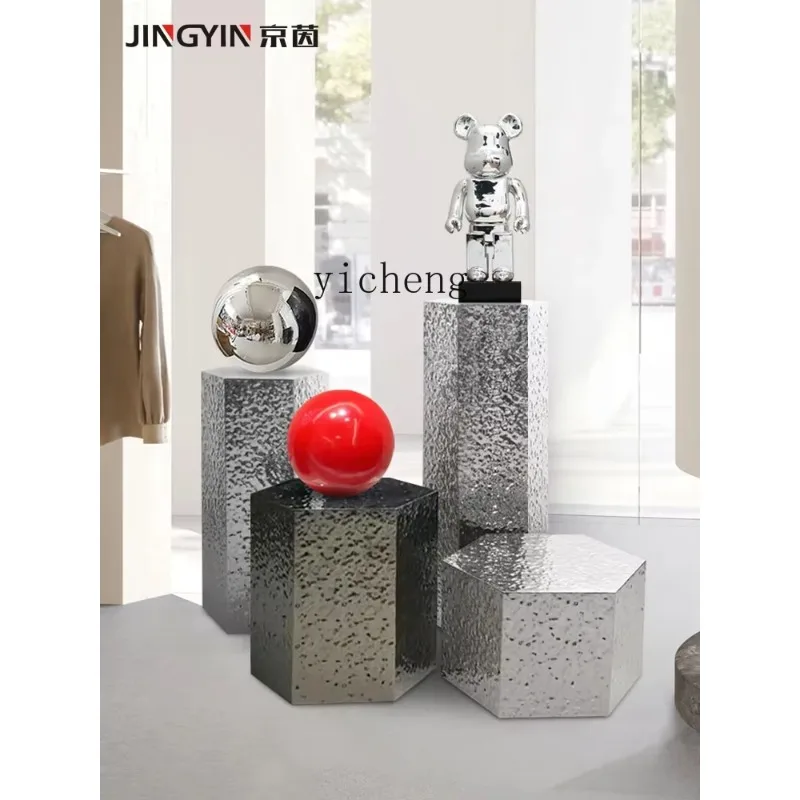BJ-13  Installation Display Table Shopping Mall Art Floor Stainless Steel Ornament Sculpture Display Table Base
