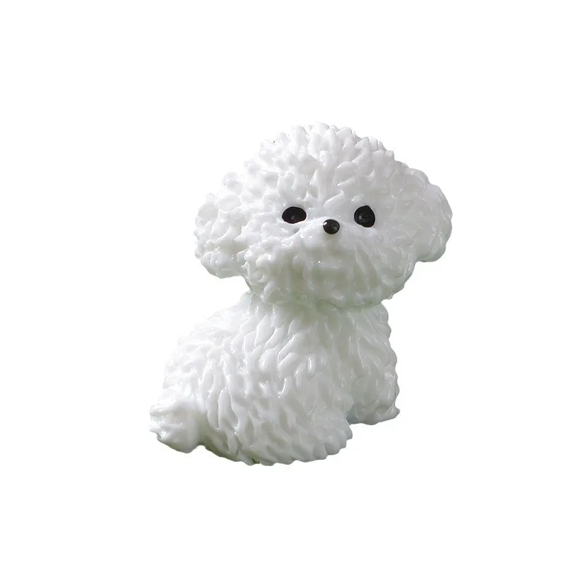 Figurines Miniatures Cute Dog White Bichon Frise Micro Landscape Ornaments For Home Decorations Decor For Room Desk Accessories