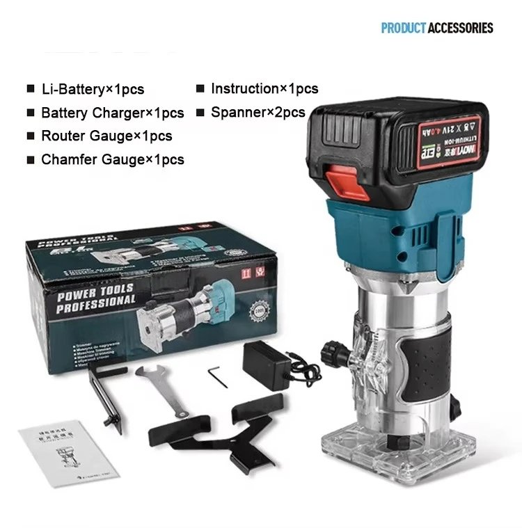 Li-battery Cordless Compact Wood Palm Router Tool Hand Edge Trimmer view 3