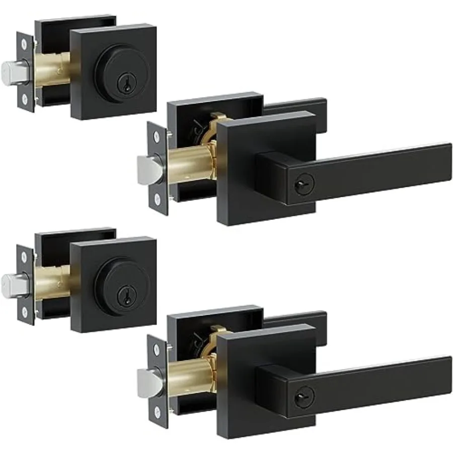 

Front Door Lock Set, Keyed Alike Heavy Duty Exterior Door Lock Set, Entry Door Handle and Single Cylinder Deadbolt Combo for Of