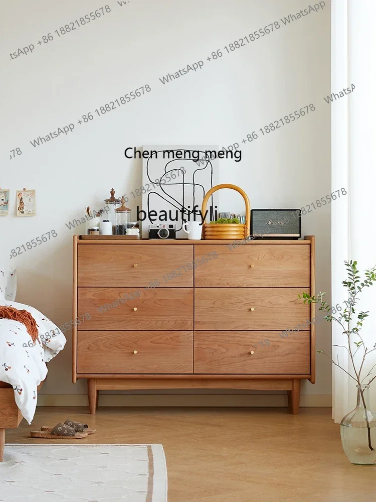 CC182Solid wood six-chest cabinet log bedroom furniture storage cabinet Nordic cherry wood locker R
