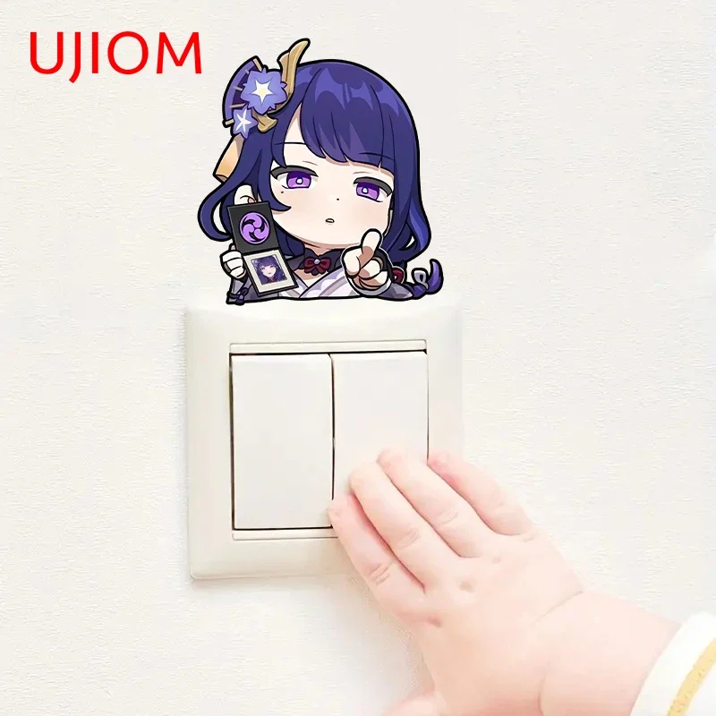 UJIOM 13cm x 11.9cm Genshin Impact Raiden Shogun Serious Wall Sticker Opaque Laptop Accessories Scratch-Proof Bedroom Graphics