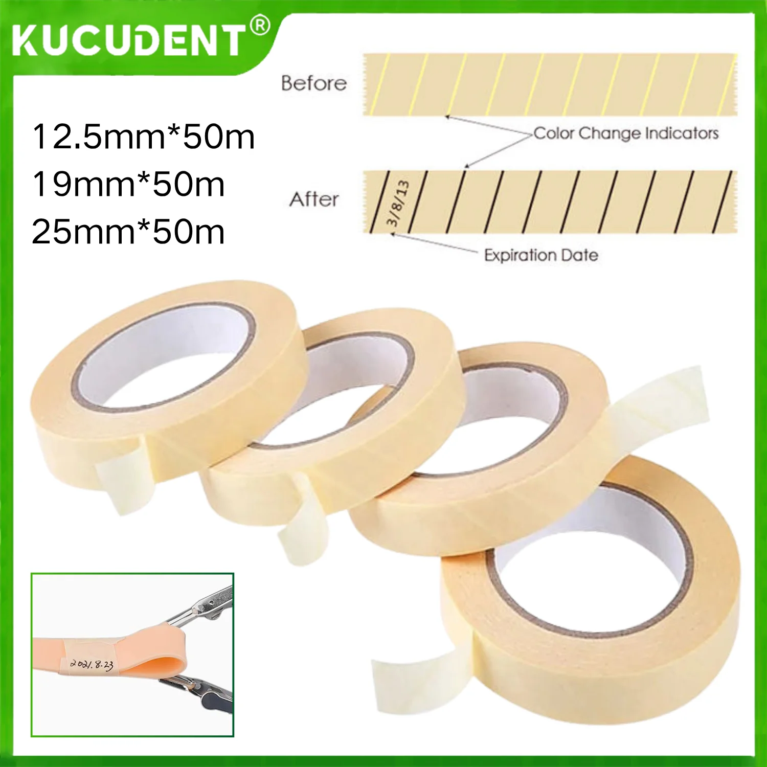 

50M/Roll Dental Sterilization Indicator Autoclave Tape - Steam/EO/Plasma Compatible Defend for Dentistry Lab Oral Care Supply