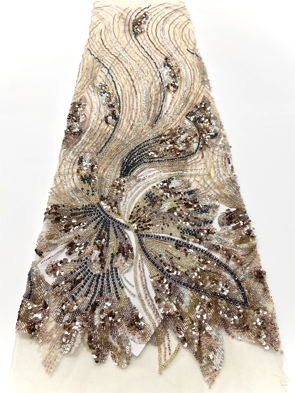 Exquisite African Colored Wedding Dress With Beaded Chiffon Lace Fabric 2025 French Turkish Sequined Lace Fabric