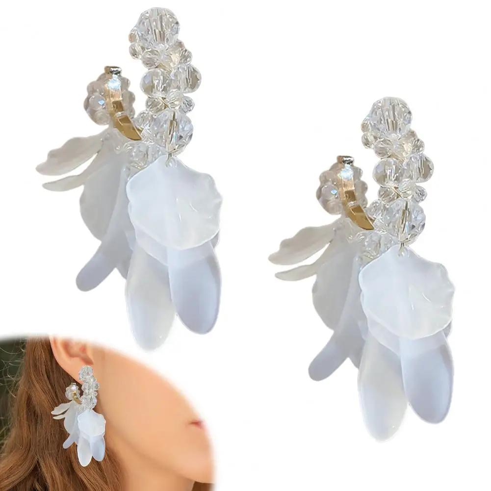 Acrylic Earrings Shiny Earrings 1 Pair Tassel Stud Earrings Faux Acrylic Petal Drops Holiday Statement Jewelry for Women