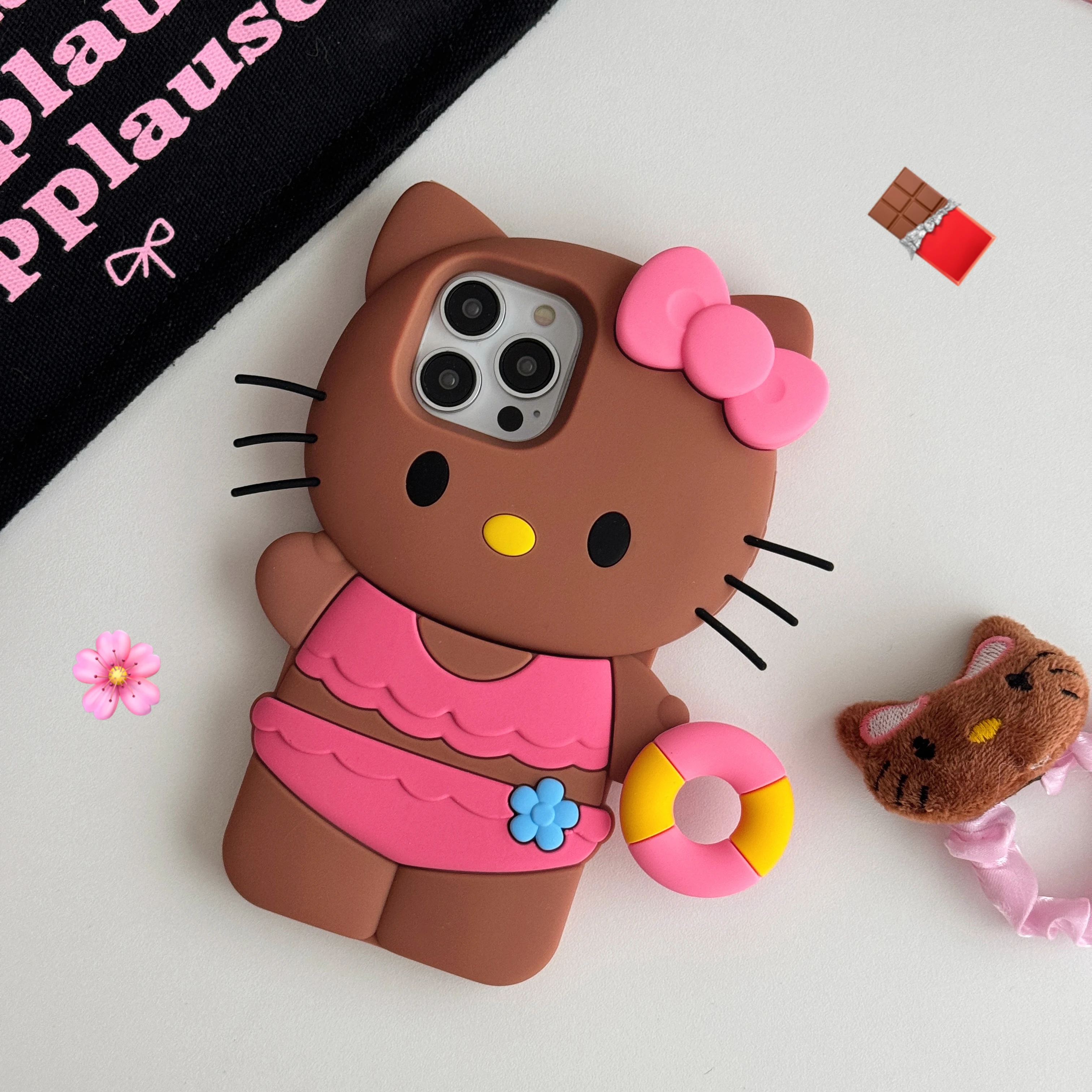 Cute Sanrio Hello Kitty 3D Stereoscopic Phone Case For IPhone 15 14 13 12 11 Pro Max Funny Summer Style Silicone Soft Back Cover