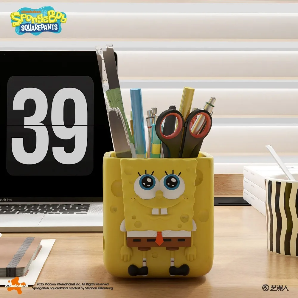 

SpongeBob Cute Storage Box Multifunctional Pen Holder for Makeup Brushes Remote Control Birthday Decor Gift for Home Living Room