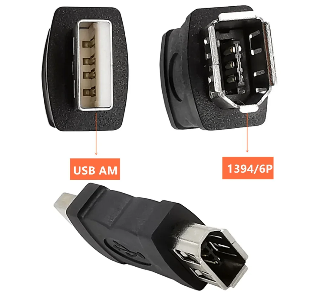 Firewire IEEE 1394 6Pin Female 9pin To 6pin USB 2.0 Male Adapter Camera Mobile Phones MP3 Player Scanner Converter Adaptor