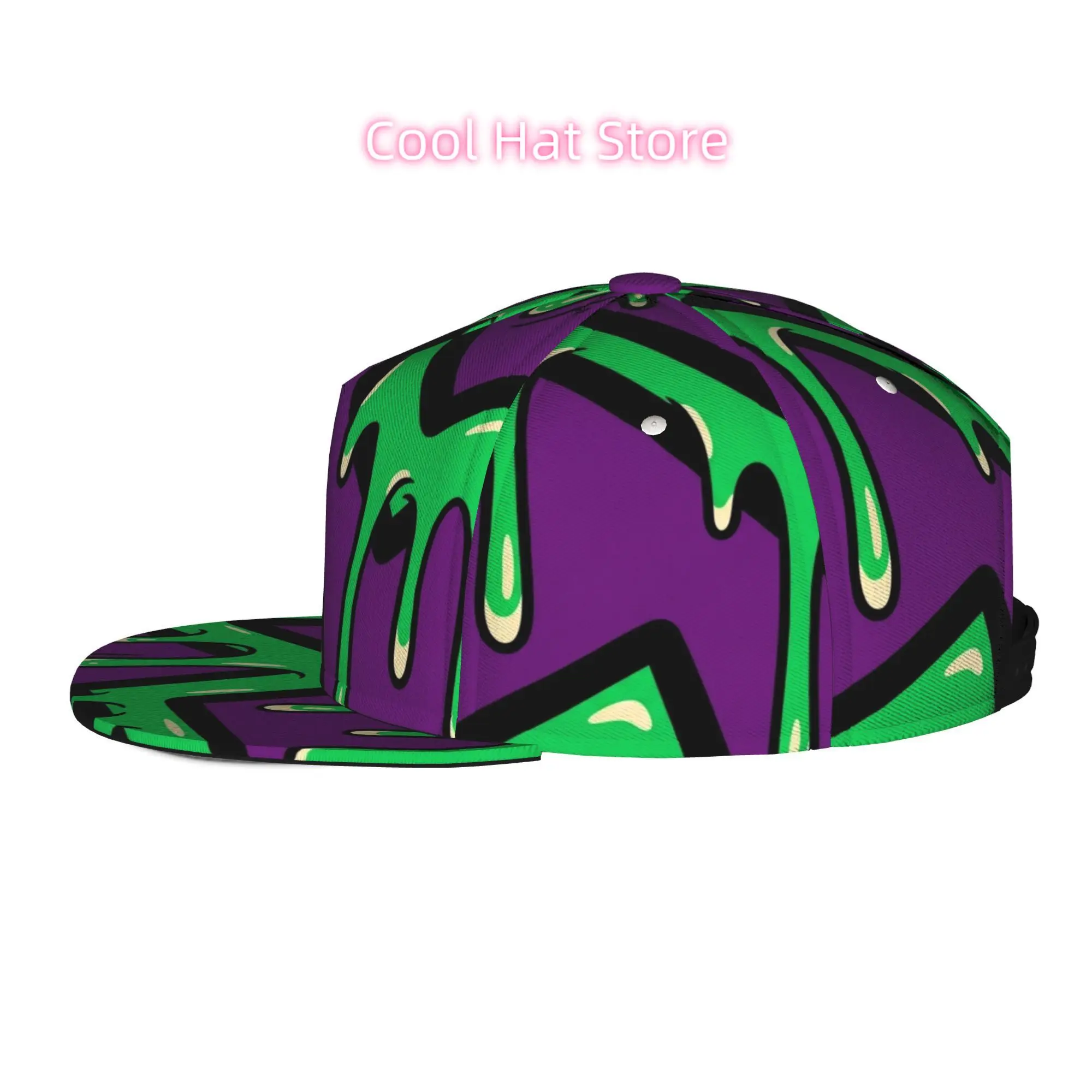 Men's and Women's Baseball Cap, Abstract Dripping Letter Art Adjustable Snap-on Brim, Flat-top Design - Suitable for Casual Outd