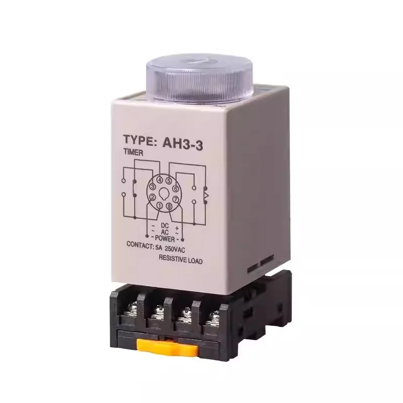 AC 36V 110V 220V 380V DC 24V Delay Timer Time Relay 0~60 Seconds 0~60 Minutes AH3-3 with socket base