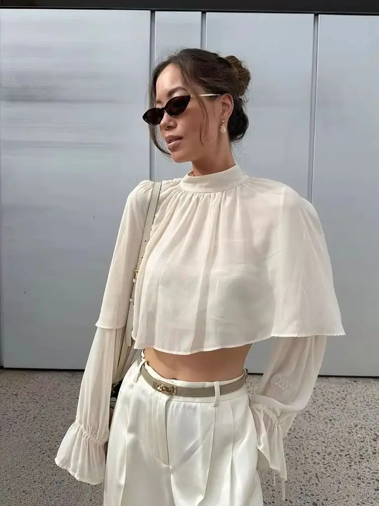 

HH Women Fashion Temperament Layered Button Decorative Long-Sleeved Pullover Top Female Simple Slim Navel-Baring Sexy Top Mujer