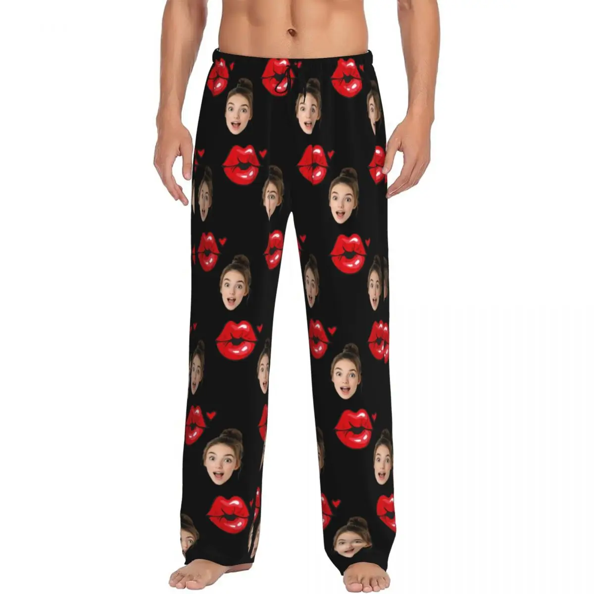 

Custom Printed Men Personalized Head Face Photo Pajama Pants Best Gift For Him Sleepwear Sleep Lounge Bottoms with Pockets