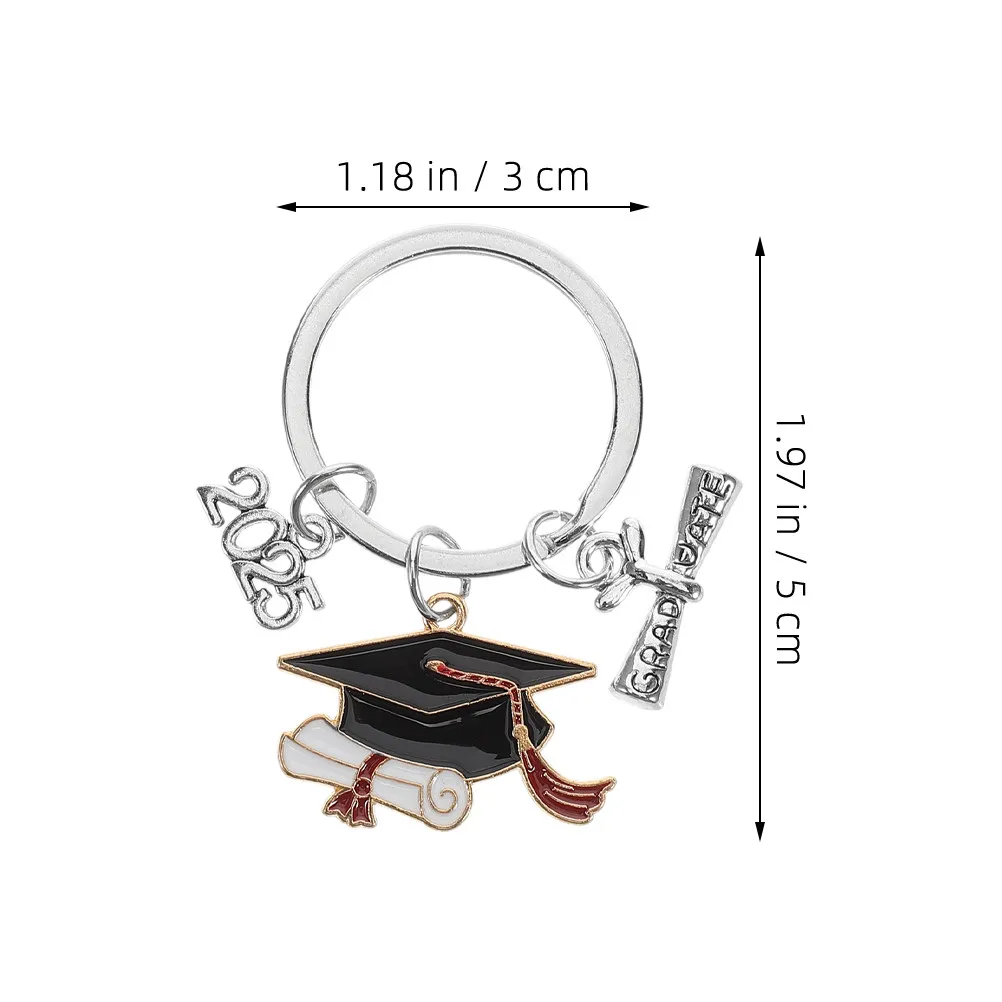 2Pcs 2025 Graduation Hat Keyring Bachelor Cap Book Graduation Accessories Party Favors College Graduate High School Key Holder