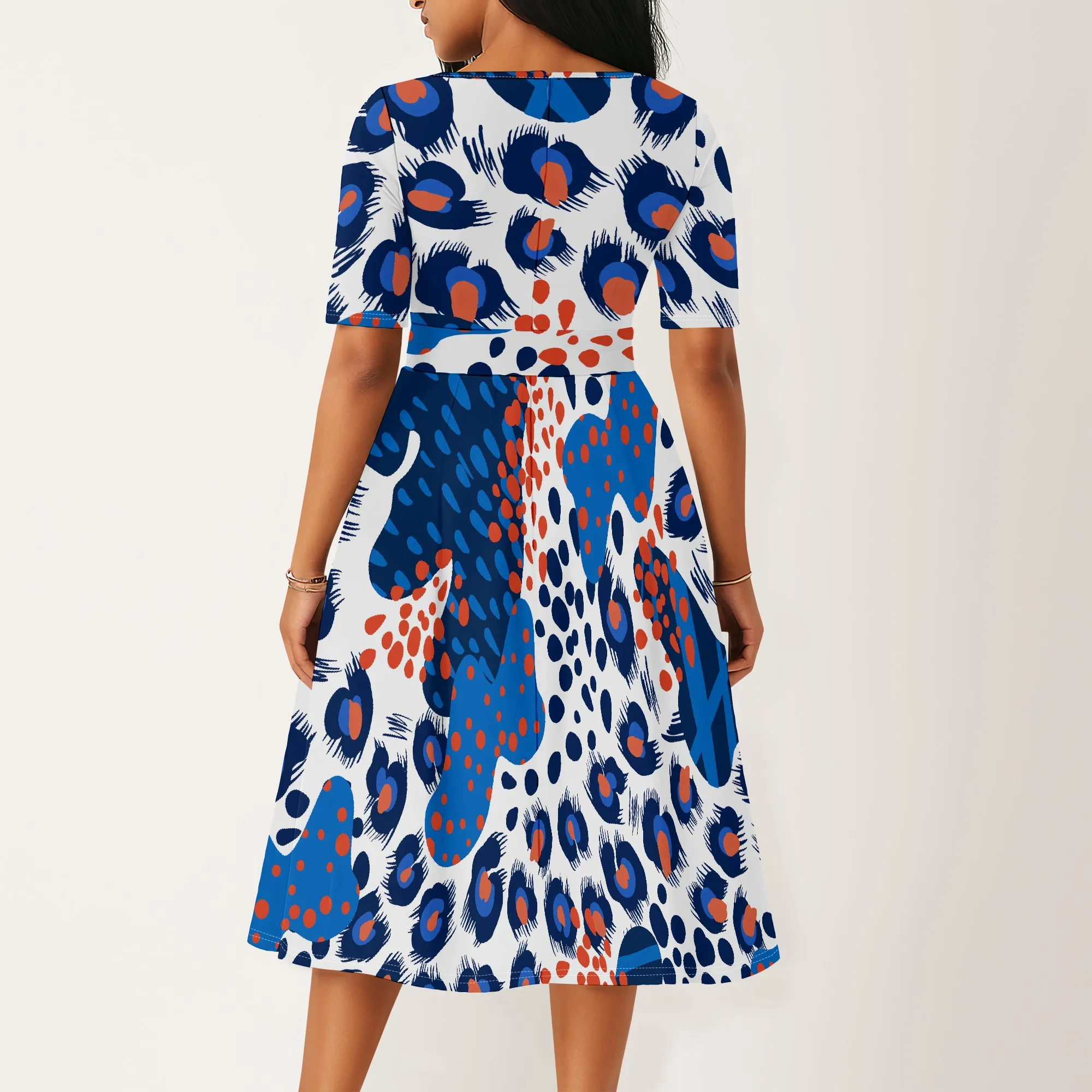 Women's Summer Fashion Printed Short  Sleeve  Splits On Both Sides Maxi Dress for sBlack Style Short Sleeve Pocket Dress