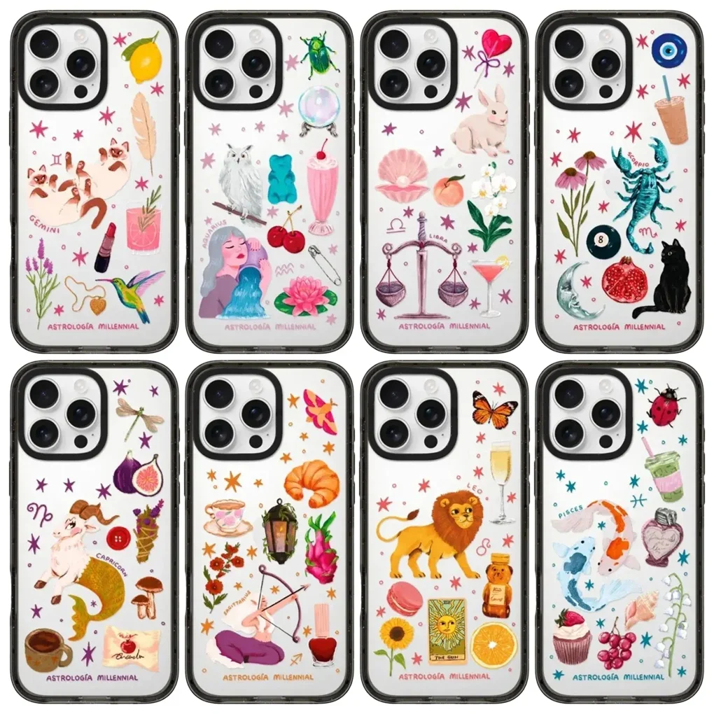 

Star Sign Animal Acrylic Black Border iPhone 12 13 14 15 16 17 Pro Max Protective Case, Fits iPhone 17 Pro Max