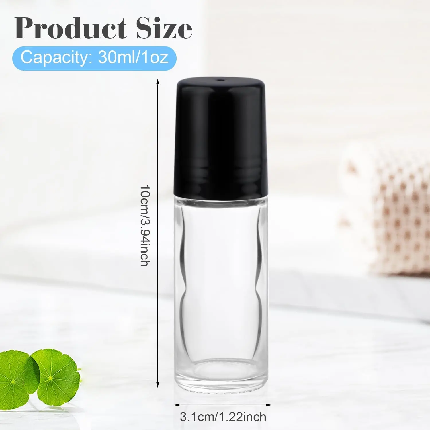 20 Stück 30ml Roll-On-Flaschen, leere Roll-On-Flaschen für ätherische Öle, klare Glasflaschen mit Kunststoff-Rollkugel für Parfüm und Kosmetiköl – Detail 2