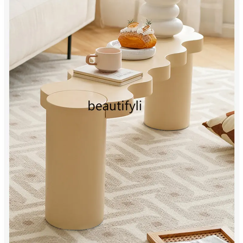 

Bedroom Bed End Stool Nordic Wave Long Stool Shoe Changing Stool Decoration Side Table Cream Style Tea Table