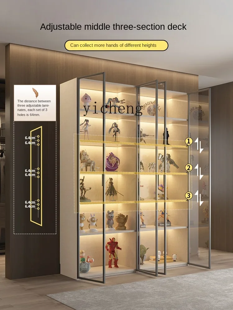 Glass door next to  TV cabinet Small apartment living room against the wall Tea famous wine bag display cabinet