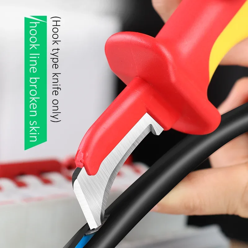 LAOA Insulated electrician's knife, electrician's stripping knife, voltage-resistant cable, straight-edged round-head stripping