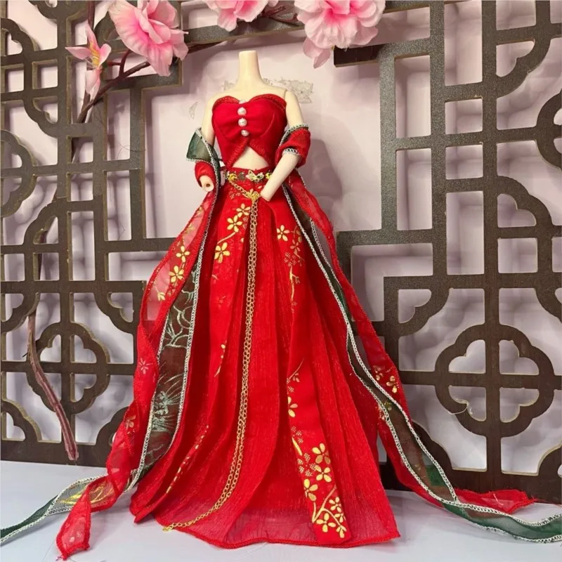 2025 neue Kreative Vintage Puppe Hanfu Kleid 30 cm Puppe Kleid Kostüm Puppe Chinesischen Vintage Hanfu Kleid Puppe Zubehör LI093