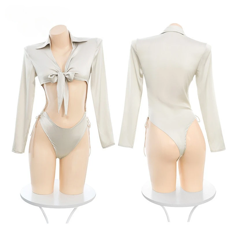 

Cute Sexy Lingerie Anime Cosplay Costume Underwear Exotic Crotchless Bodysuit Featuring Cute Bow-knot Open Crotch Jumpsuit Shirt