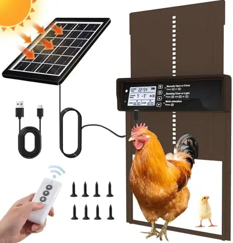 

Automatic Chicken Coop Door - Auto Chicken Coop Door with Timer, Sensor, & Remote Control - Smart Poultry Door Opener