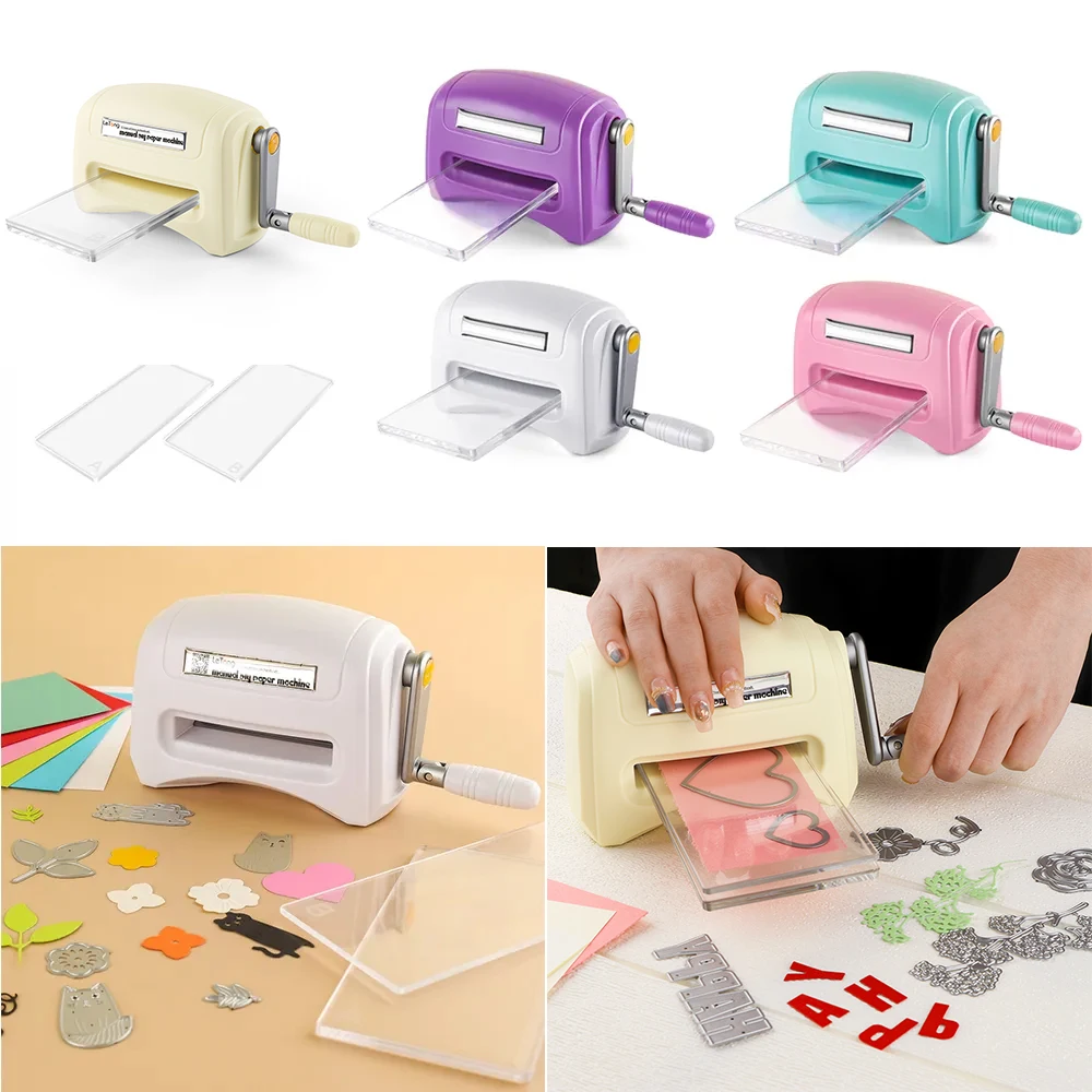 ミニ手動ダイカットエンボス加工機-diyスクラップブッキングクラフトカード用ペーパーカッター-プラスチック製-16x9x65cm-アクセサリー