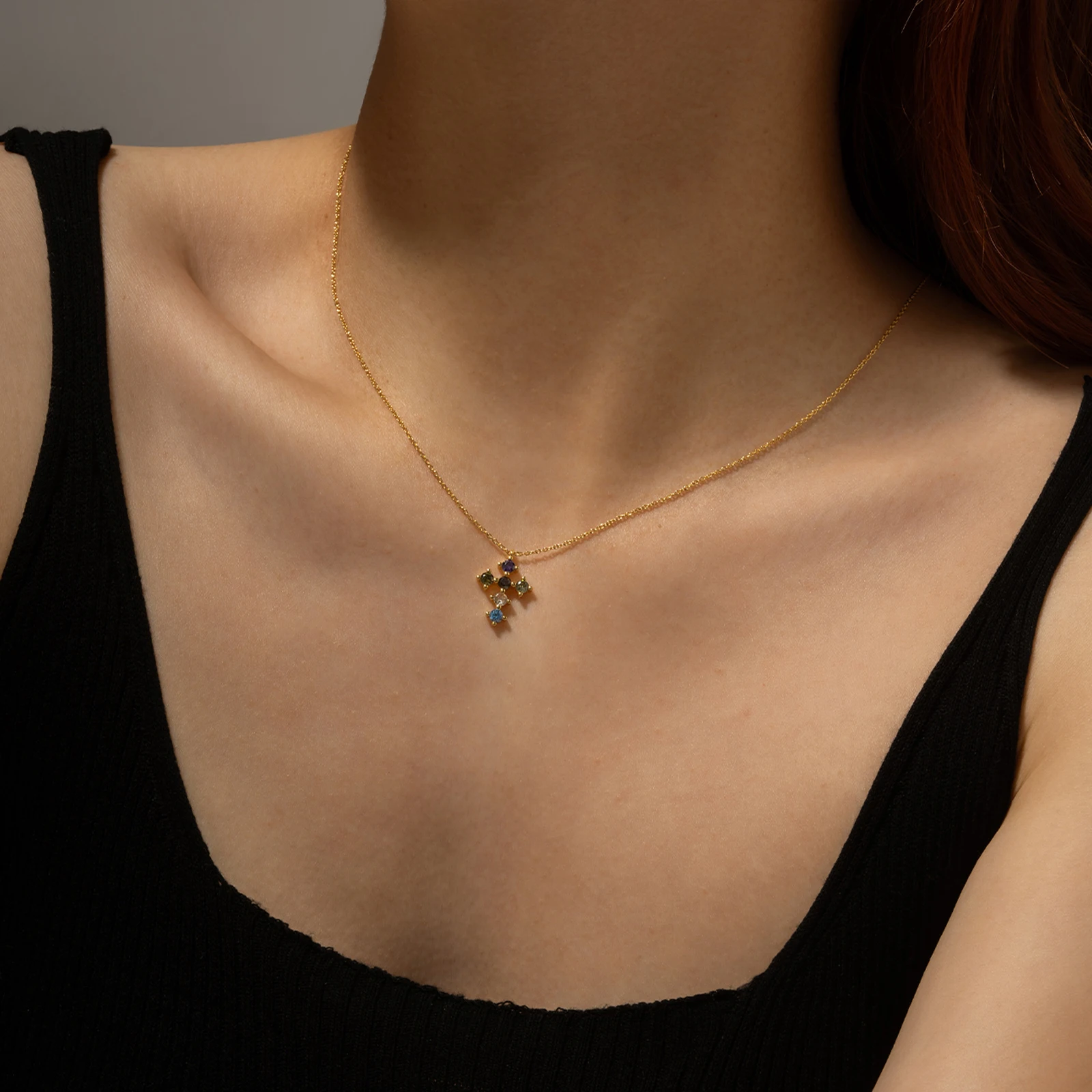 ANDYWEN 925 Sterling Silver Rainbow Colorful Zircon Cross Pendent Necklace Long Chain 2025 Women Luxury Jewelry Crystal Fine - view 4