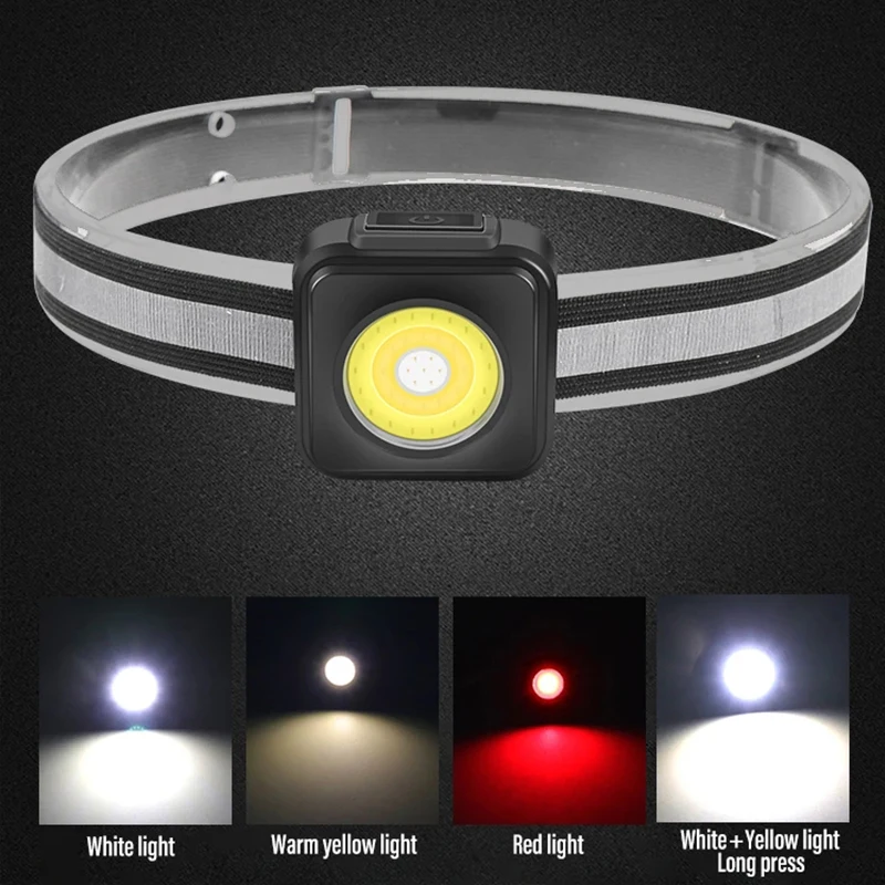 

Rechargeable Mini Led Headlamp Built-In Battery Warning Light Fishing Accessory Camping Light Superbright Cob Working Headlight