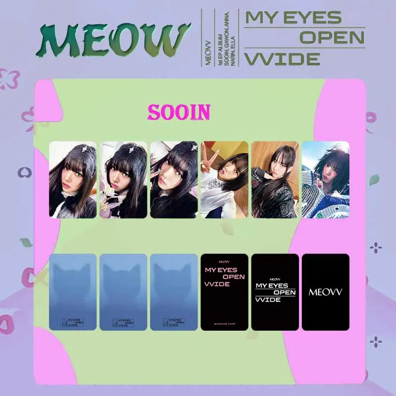 ألبوم KPOP MEOVV الجديد عيوني مفتوحة VVIDE بطاقة صور واحدة عالية الجودة طراز INS طباعة مزدوجة الجوانب بطاقة لومو SOOIN GAWON ANNA #2