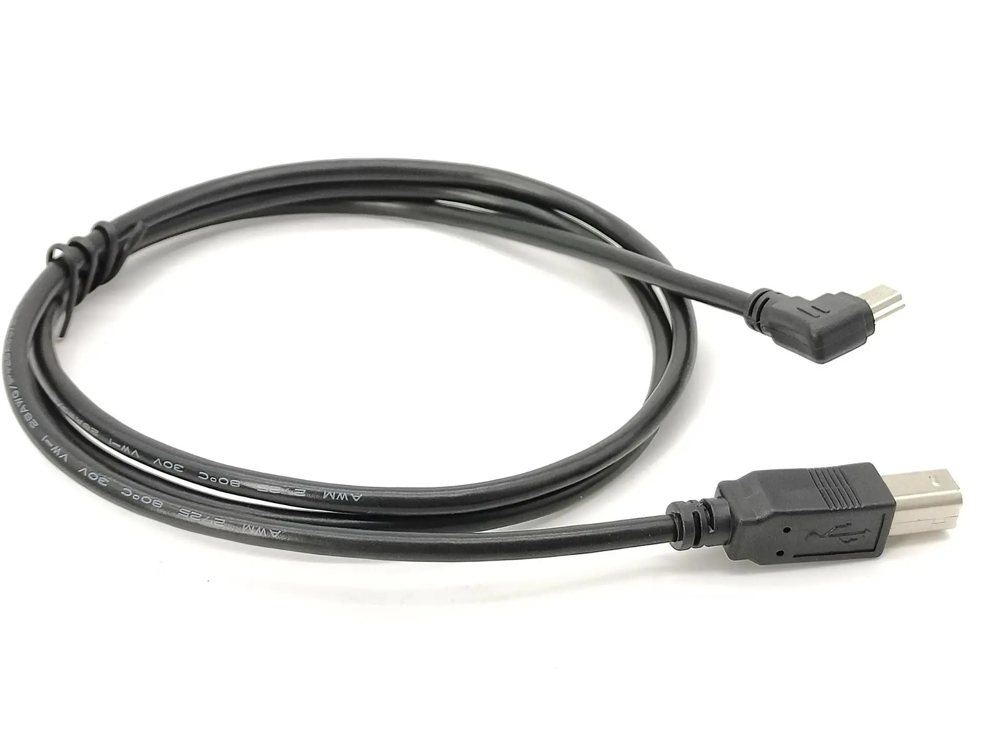 USB to Mini Charging Cable Type B Straight Male to Mini Left Angle Male 1M Long