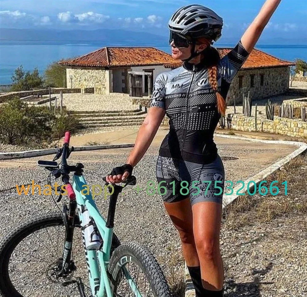 Ropa de ciclismo para mujer, mono de manga corta para mujer, traje de triatlón, traje de ciclista, tela de LICRA hinchable, 2023