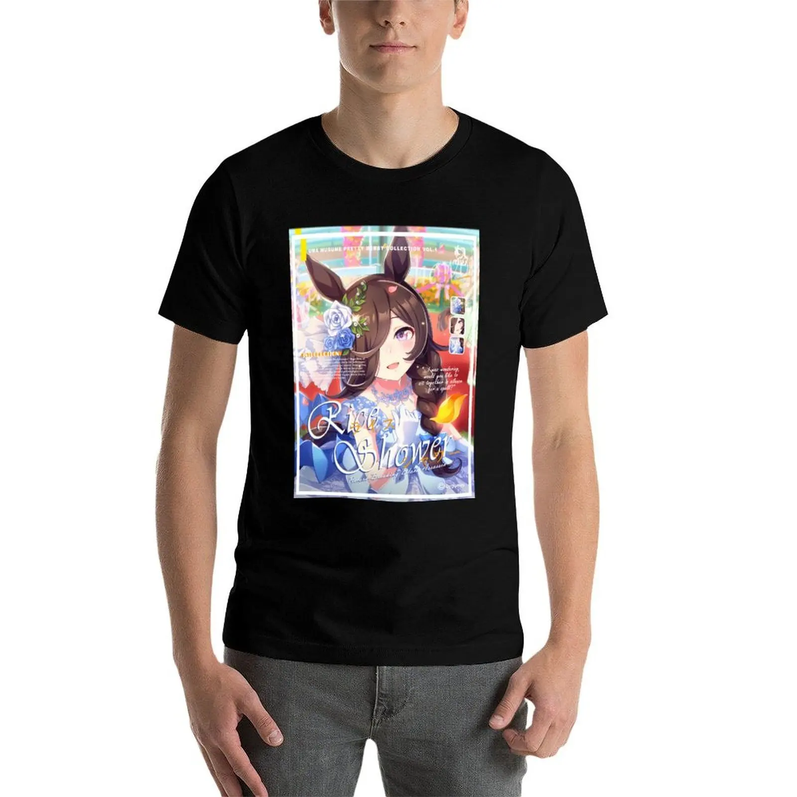 

Uma Musume : Rice Shower T-Shirt man t shirt luxury cotton tshirt 100% T-Shirt