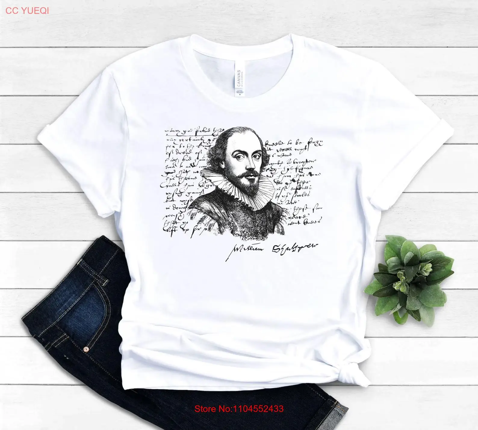 William Shakespeare T Shirt English Literature Classic Writer Top Literary Book Lover Fan Reader długi lub krótki rękaw