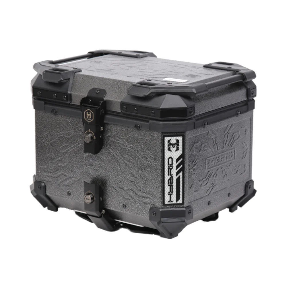 STLF هونغباو تنقش 45L BMVV دراجة نارية مربع خلفي الأنود الفضة دائم مقاوم للماء سبائك الألومنيوم الخلفية تصنيع الصفائح المعدنية