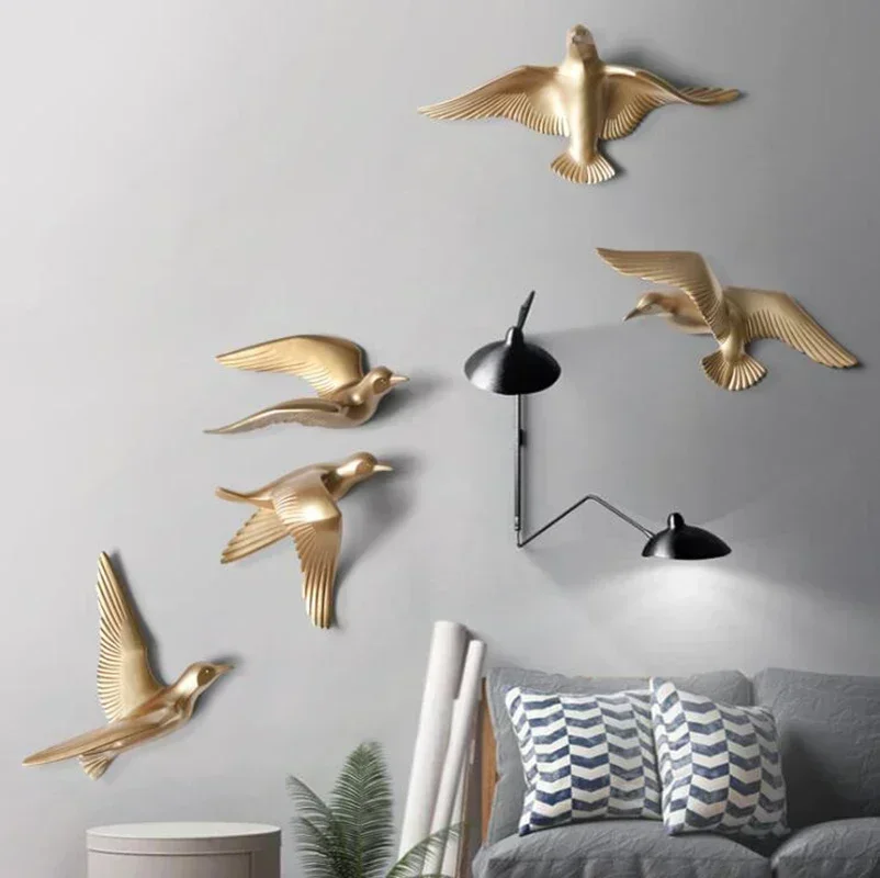 

European 3D Wall Hanging Resin Bird Ornaments Crafts Wall Sticker Home Furnishing Sofa TV Background Wall Bird Mural Decoration