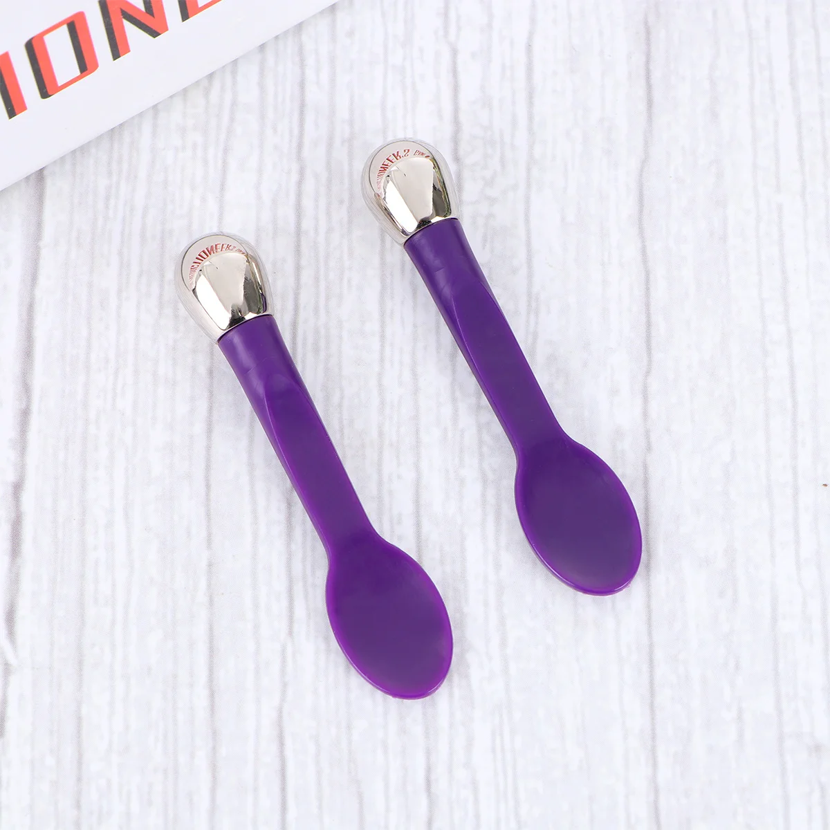 

2Pcs Eye Massager Stick Double-End Metal Mini Makeup Spoon for Eye Edema Reduction and Cream Import Mini Makeup Spoon
