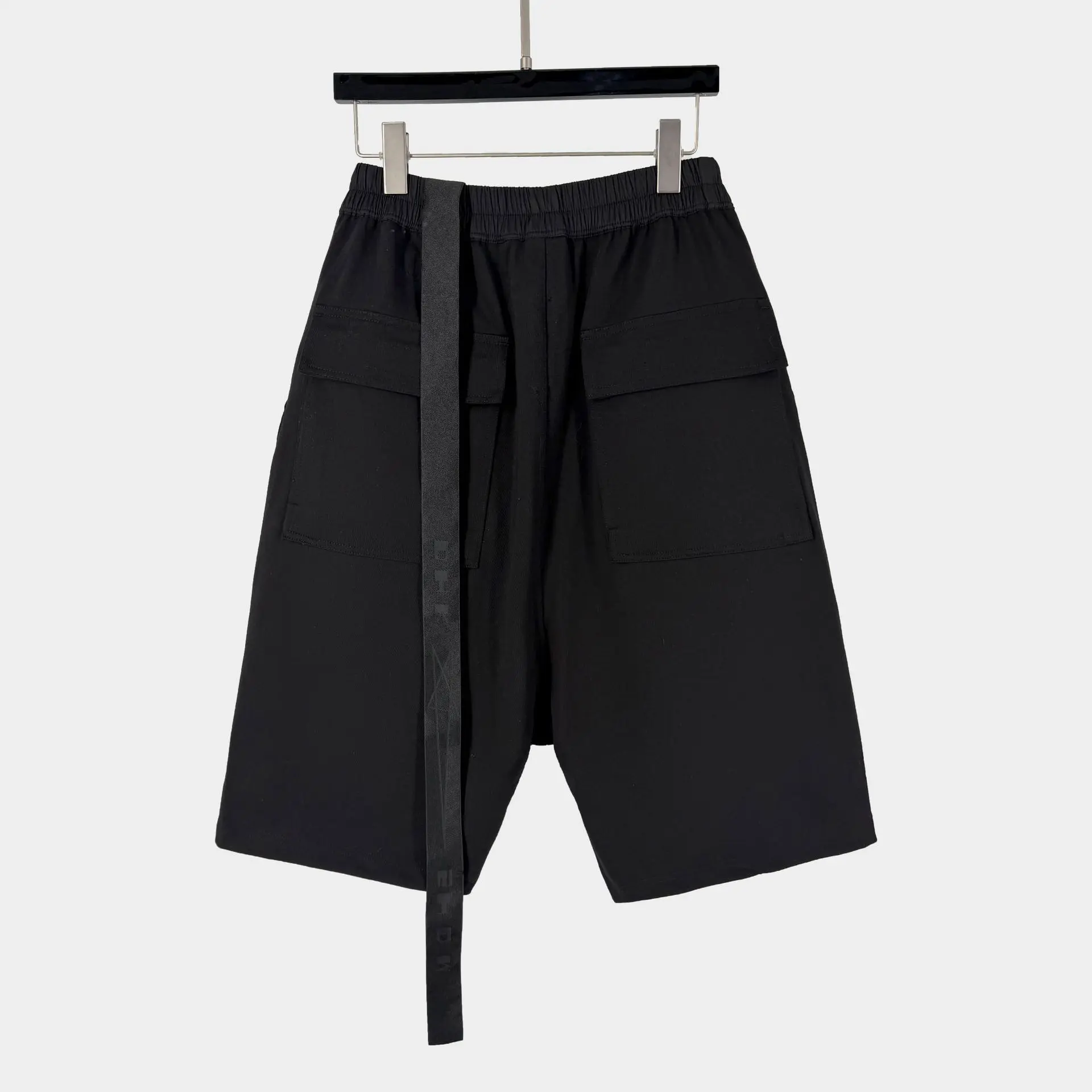 Diablo Men's Short Casual Coating Gothic Loose Multi-Pockets Drawstring Elastic Waist Outdoor Summer High Street Black Short