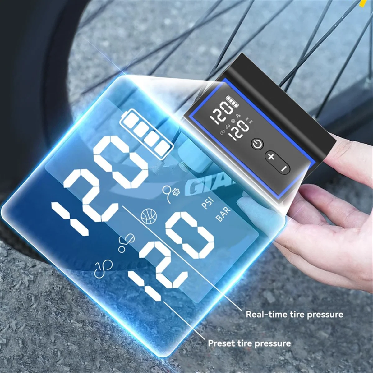 SEMOIC Super Mini Bicycle Car Mounted Portable Pump Emergency Start Power Integrated Machine 120Psi Intelligent Charging