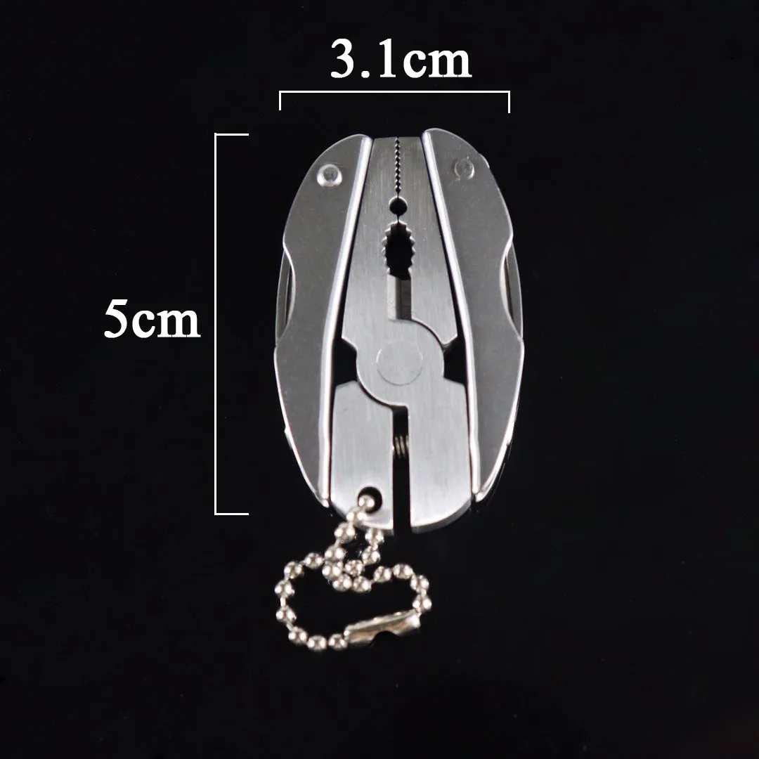 Mini Vouwen Tang Rvs Inklapbare Mes Sleutelhanger Schroevendraaier Draagbare Mini Tang Camping Survival Multifunctionele Gereedschap