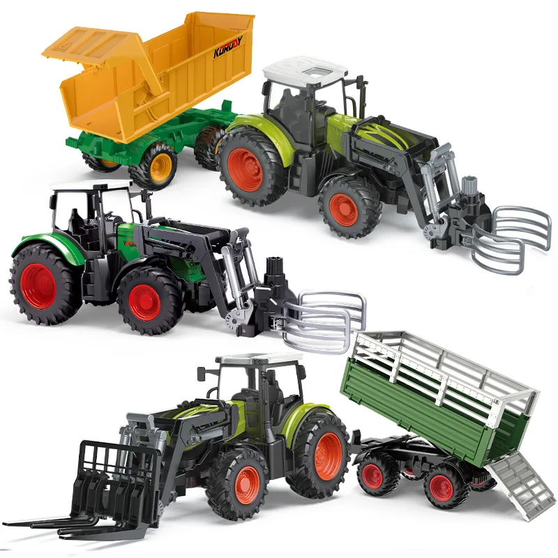 Electric Remote Control Farmer Engineering Car Large Alloy Tractor Harvester Fertilizer Transport Children Loading Car Toys