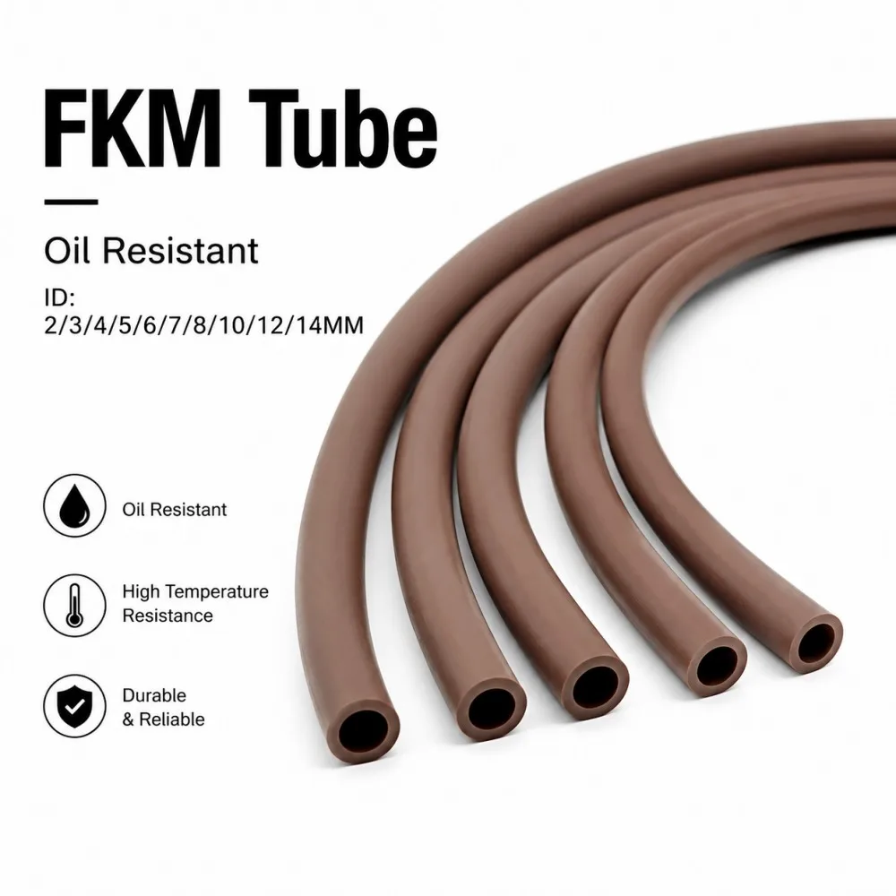 FKM Rubber Hose Brown ID 2 3 4 5 6 7 8 10 12 14mm Fluorine Rubber Tube Oil Corrosion Resistant Anti-Aging Fuel Delivery Tube