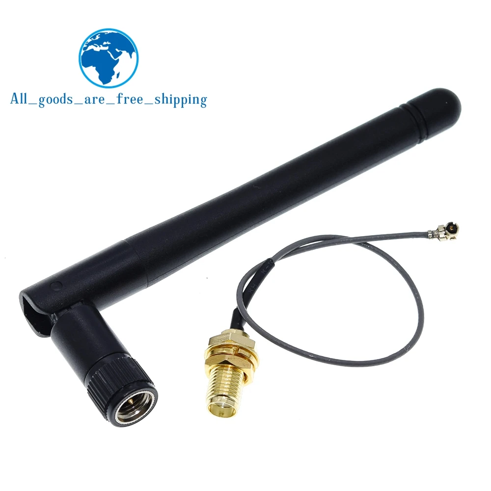 DIYTZT 2.4GHz 3dBi WiFi 2.4G Aerial Antenna,Male Wireless Router + 17cm PCI U.FL IPX to SMA ESP8266 ESP32 Male Pigtail Cable