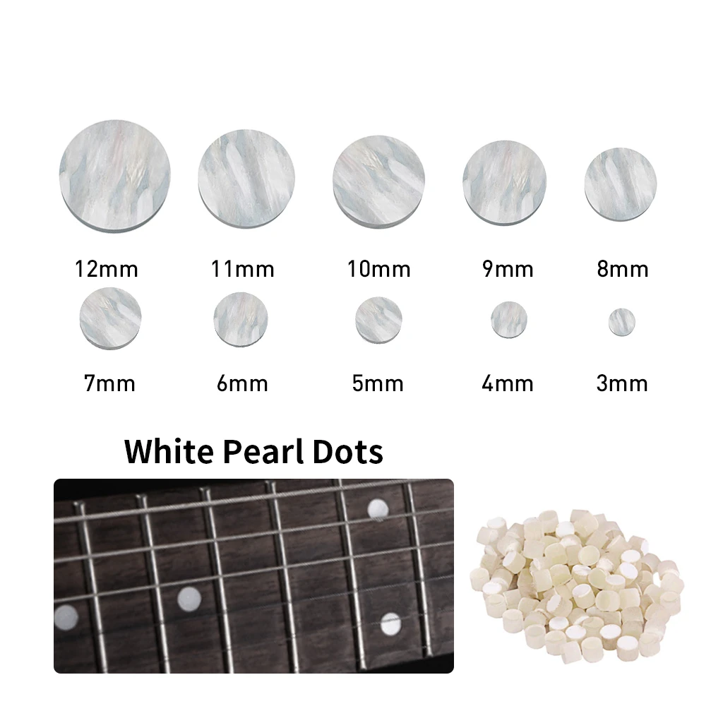 LOOK10 PCS Gitarre Griffbrett Punkte Griffbrett Marker Inlay Dots Weiß Perle Shell Punkte Durchmesser Von 3mm-12mm