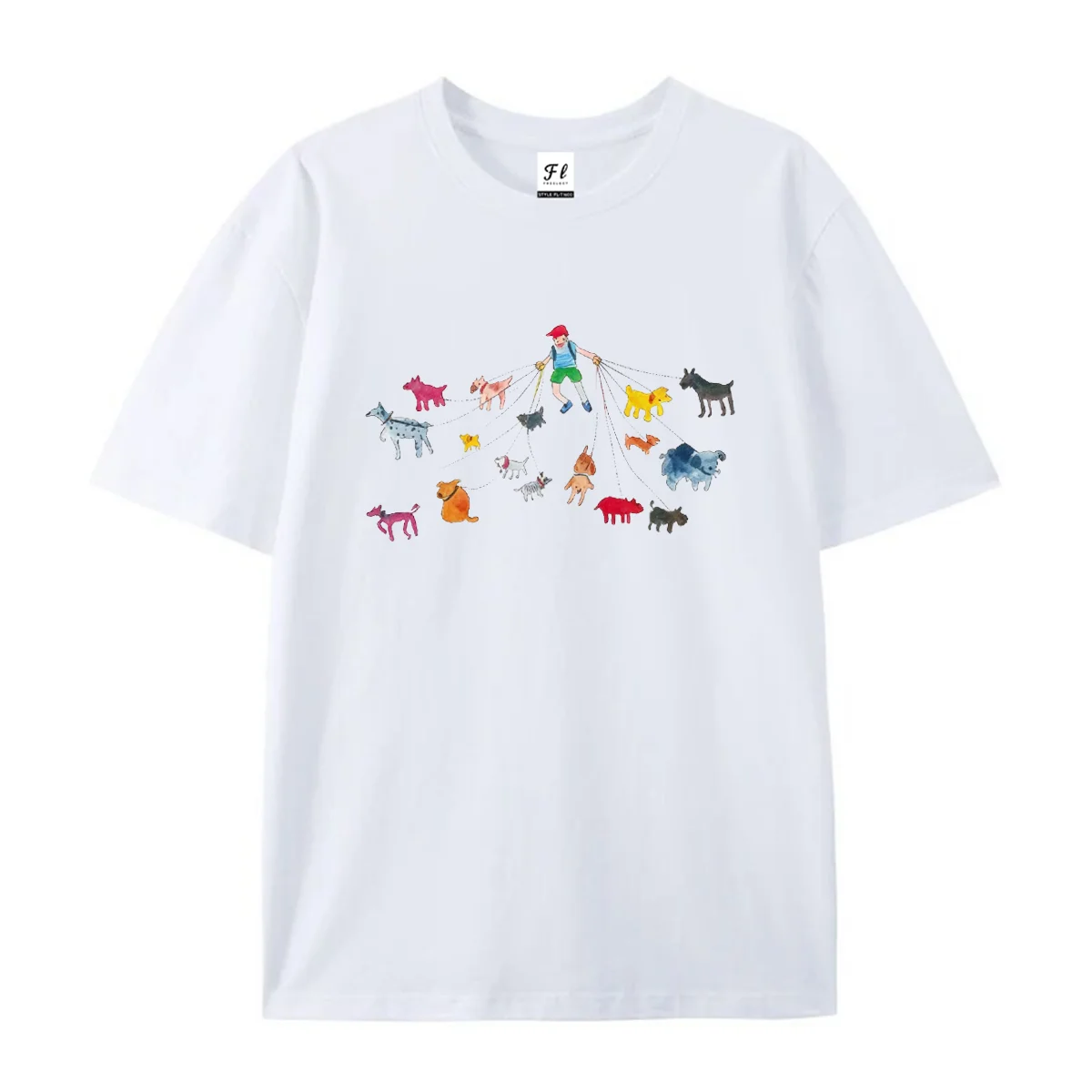 Unisex Crew Neck T Shirt  Pet Dog Print Short Sleeve Tees Soft Cotton Tops For Men Women Teens Cartoon Puppy Daily Casual Wear