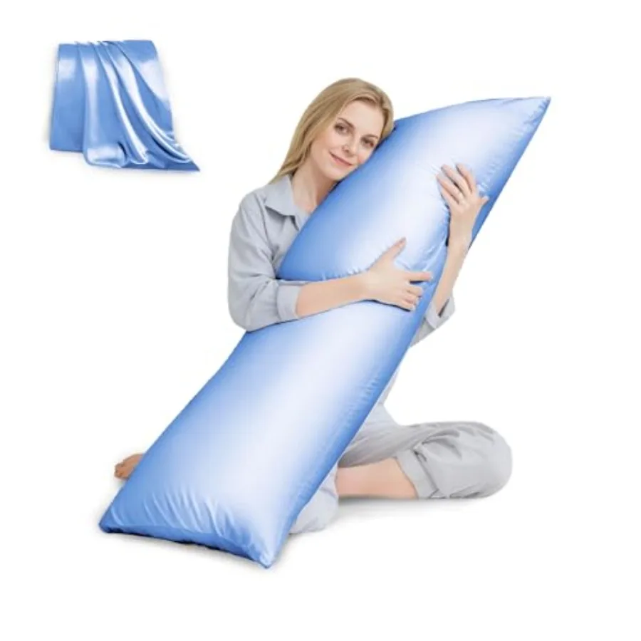 

Body Pillow with Satin Pillowcase Body Pillow for Adults Removable Cover Light Blue 20"x54"