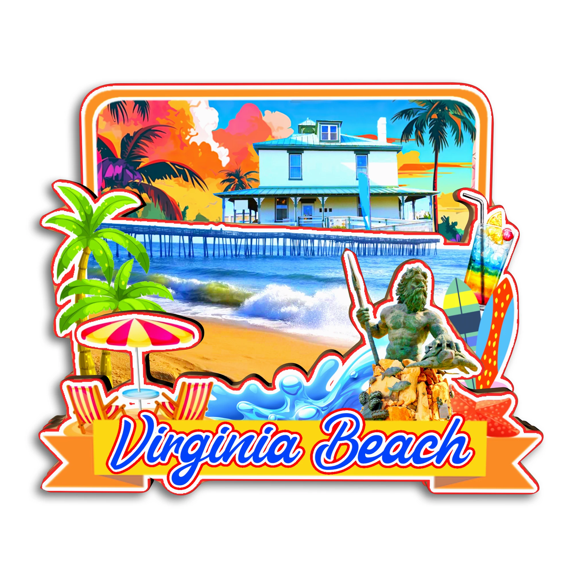 Вирджиния Beach Richmond Norfolk Charlottesville Вирджиния США Магнит на холодильник Путешествия Сувенир Подарок Ручной Работы