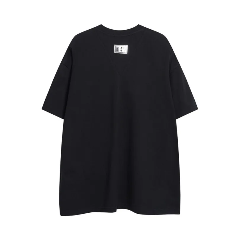 HKSH Summer New Men Tide Color-Block Zipper Short Sleeve Tees High Street Punk Drop Shoulder Women Dark Chic T-shirt Ins HK19802