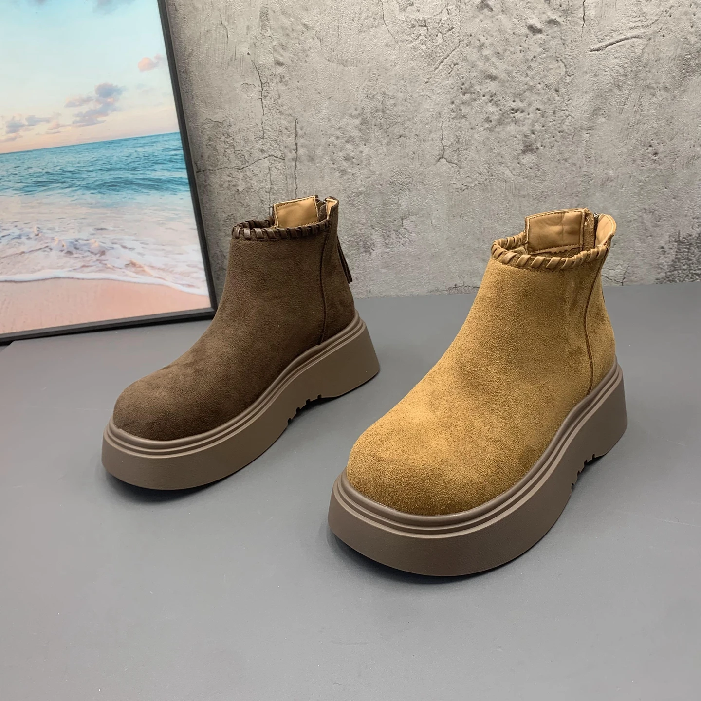 

Faionable Fce Сапоги на подкладке Thi Bot Уличные женские ор-сапоги Briti Sle Теплые осенне-зимние новые поступления