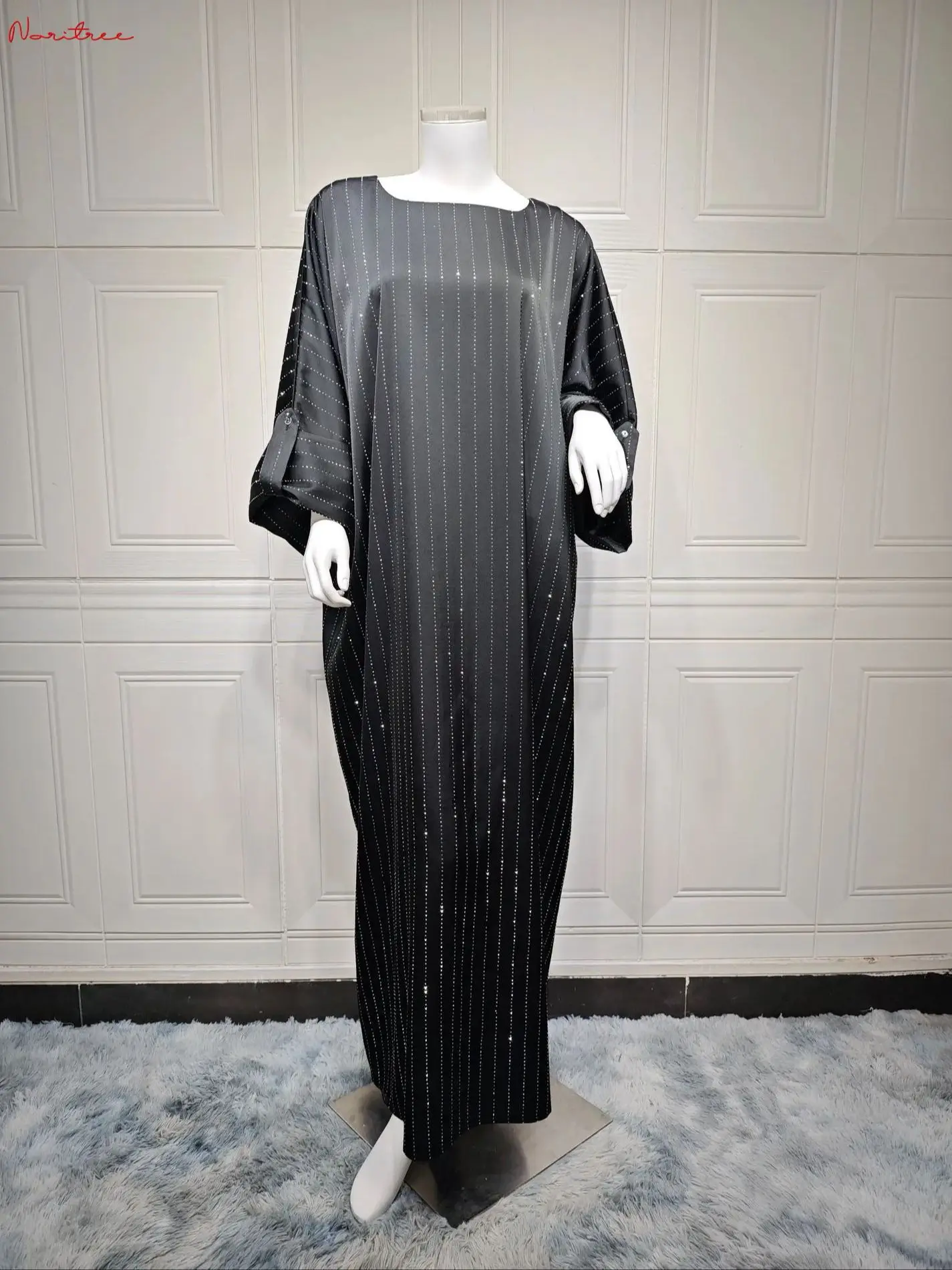 Fashion Hot beading Muslim Dress Robe Female Elegant Full Length Abaya Muslim Dress Worship Service Abaya wy2085